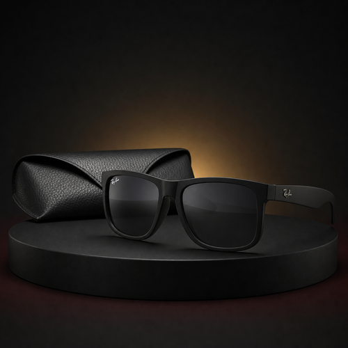Gafas Justin Black Premium con estuche en estudio nocturno Olmaria