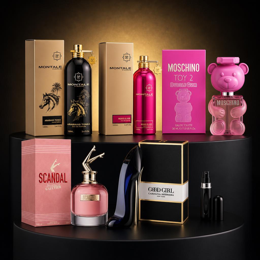Olmaria Premium Box | Kit x5 Perfumes + Perfumero Recargable